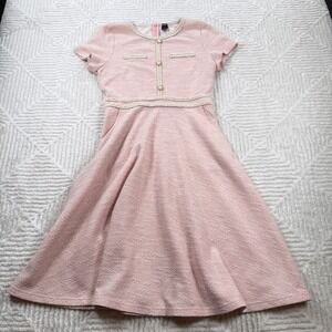 Vfsho Dress Women's Small Pink Tweed Romantic Coquette Work Office Date Feminine